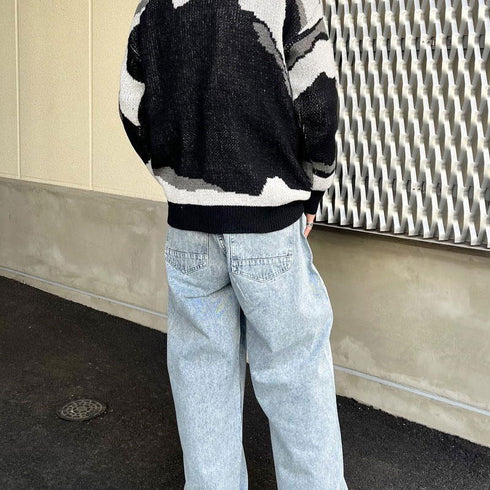 【MODISH GAZE】マーブル柄オーバーサイズニット