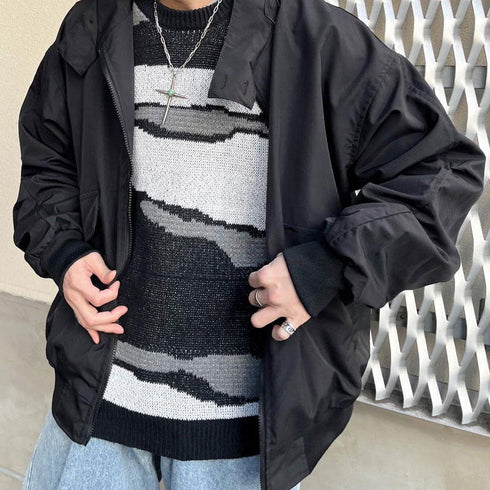 【MODISH GAZE】マーブル柄オーバーサイズニット