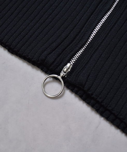 【&soiree】Wジップ襟付き長袖リブニットトップス