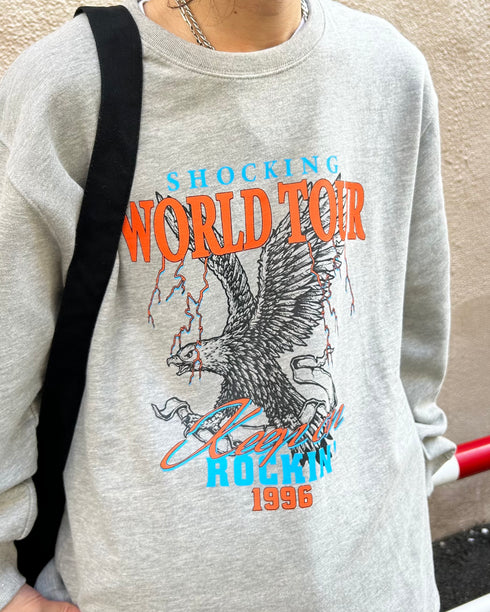 【MODISH GAZE】WORLD TOUR バンド風デザイン裏毛スウェット