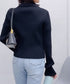 【&soiree】Wジップ襟付き長袖リブニットトップス