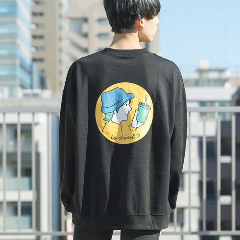 【MODISH GAZE】T/Cポンチ ゆるカラープリント ビッグスウェットトレーナー