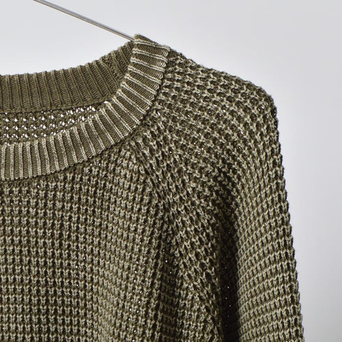 ストーンウォッシュ クルーネックニット