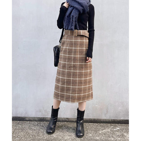 【spiritoso】チェック柄タイトスカート