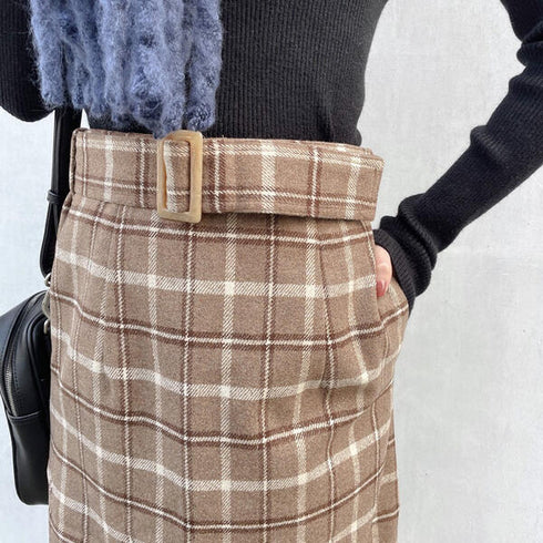 【spiritoso】チェック柄タイトスカート