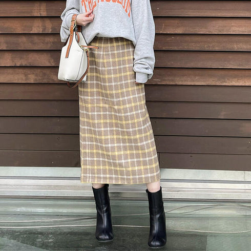【spiritoso】チェック柄タイトスカート