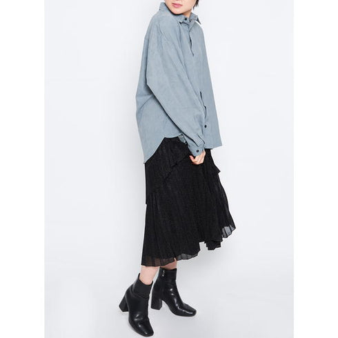 【spiritoso】ラメ生地 ティアードプリーツスカート