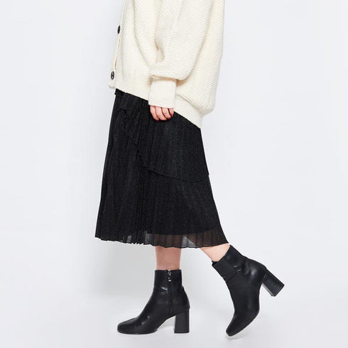 【spiritoso】ラメ生地 ティアードプリーツスカート