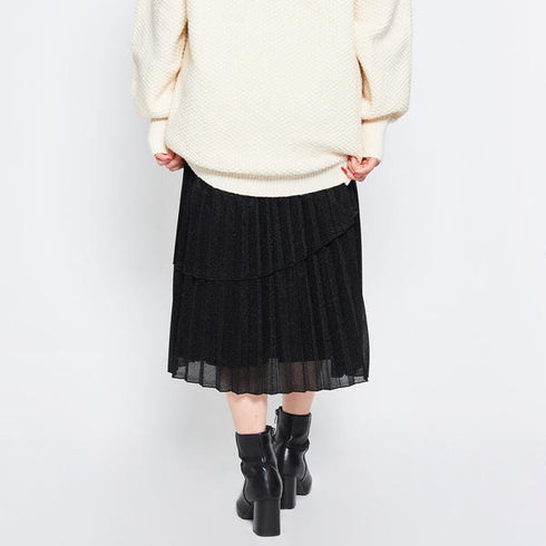 【spiritoso】ラメ生地 ティアードプリーツスカート