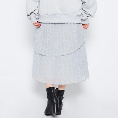 【spiritoso】ラメ生地 ティアードプリーツスカート