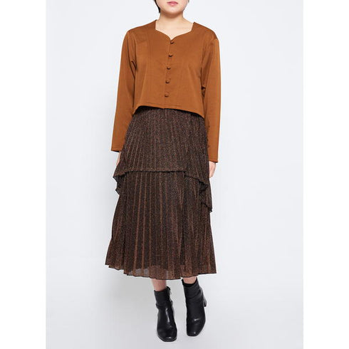 【spiritoso】ラメ生地 ティアードプリーツスカート