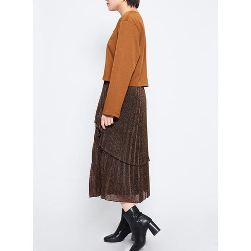 【spiritoso】ラメ生地 ティアードプリーツスカート