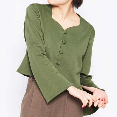 【spiritoso】エスニック風ハートネックジャケット