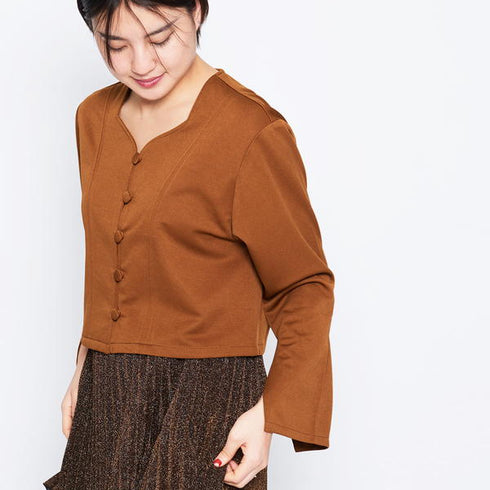 【spiritoso】エスニック風ハートネックジャケット