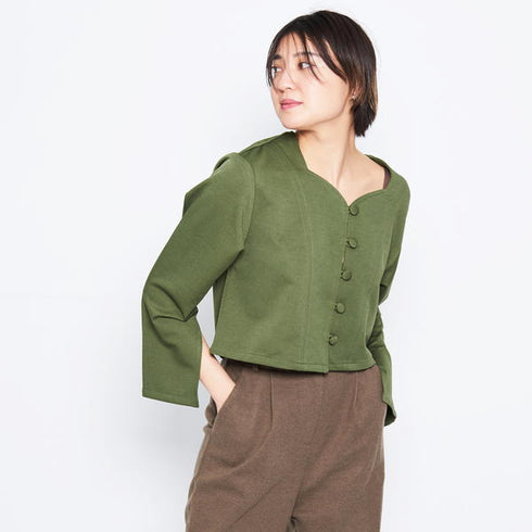 【spiritoso】エスニック風ハートネックジャケット