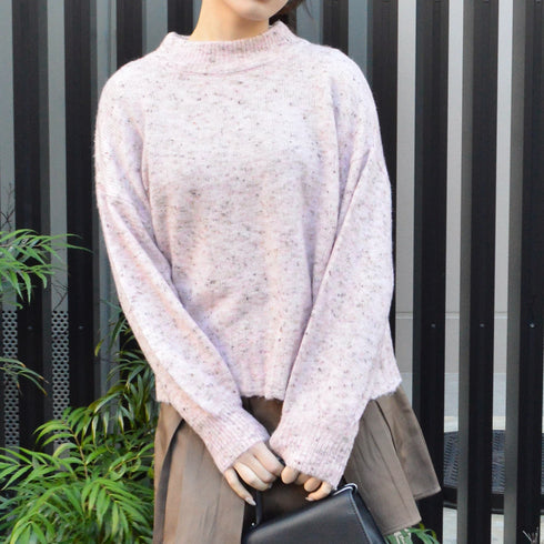 【spiritoso】モックネックボリュームスリーブニット