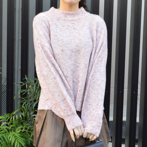 【spiritoso】モックネックボリュームスリーブニット
