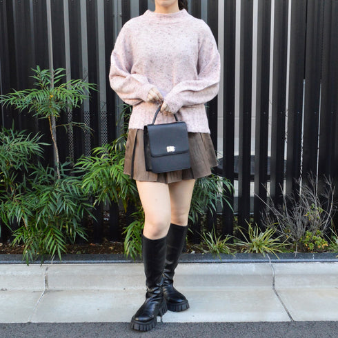 【spiritoso】モックネックボリュームスリーブニット