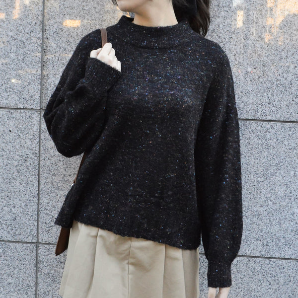 【spiritoso】モックネックボリュームスリーブニット