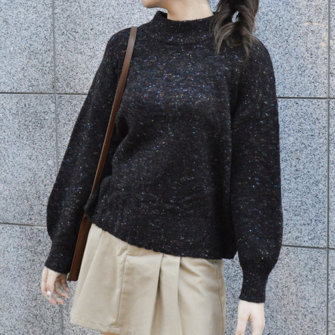【spiritoso】モックネックボリュームスリーブニット