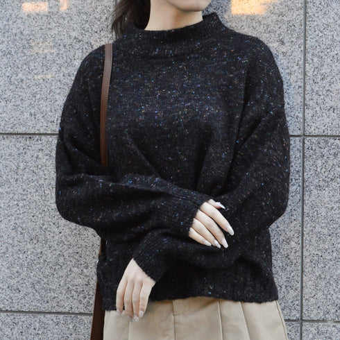 【spiritoso】モックネックボリュームスリーブニット