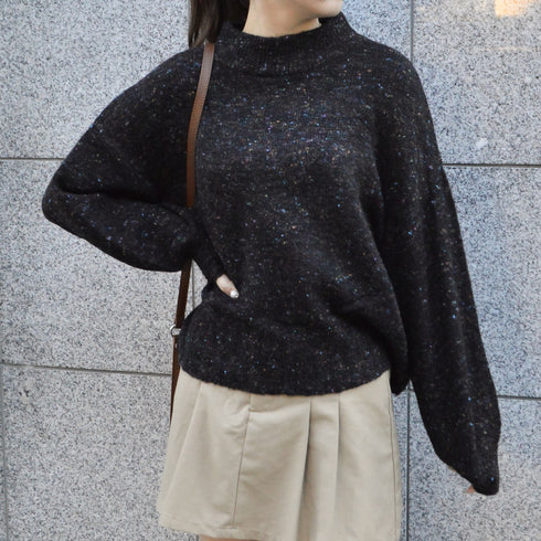 【spiritoso】モックネックボリュームスリーブニット