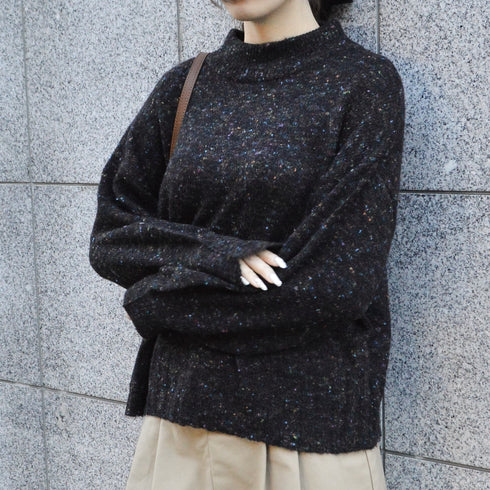 【spiritoso】モックネックボリュームスリーブニット