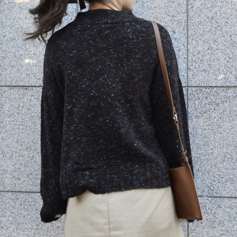 【spiritoso】モックネックボリュームスリーブニット