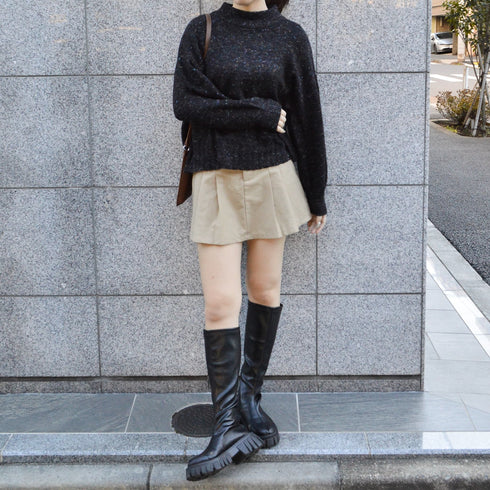 【spiritoso】モックネックボリュームスリーブニット