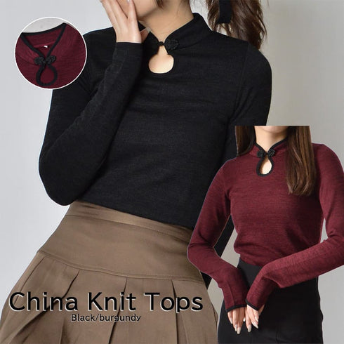 【spiritoso】チャイナニットトップス