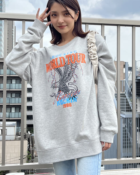 【MODISH GAZE】WORLD TOUR バンド風デザイン裏毛スウェット