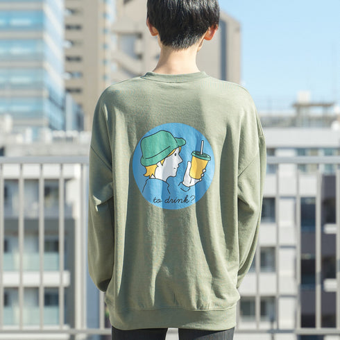 【MODISH GAZE】T/Cポンチ ゆるカラープリント ビッグスウェットトレーナー