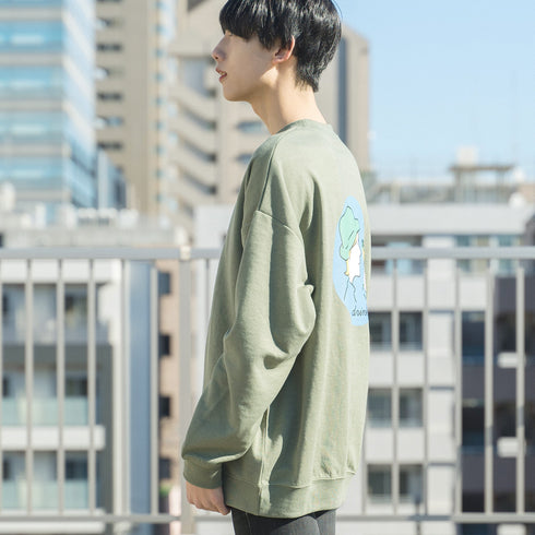 【MODISH GAZE】T/Cポンチ ゆるカラープリント ビッグスウェットトレーナー