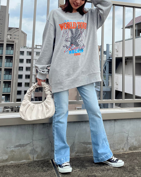 【MODISH GAZE】WORLD TOUR バンド風デザイン裏毛スウェット