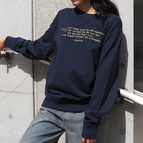 【&soiree】メッセージ刺繍裏毛スウェットクルーネックプルオーバー