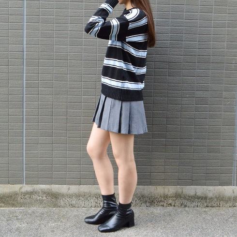 【&soiree】クルーネックルーズボーダーニット