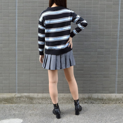 【&soiree】クルーネックルーズボーダーニット