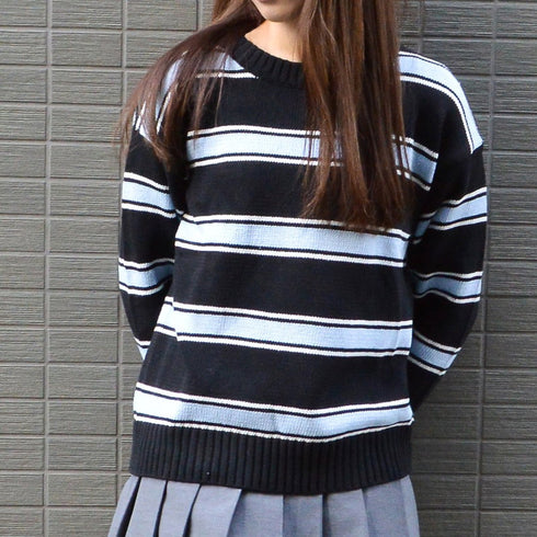 【&soiree】クルーネックルーズボーダーニット