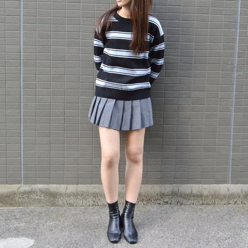 【&soiree】クルーネックルーズボーダーニット