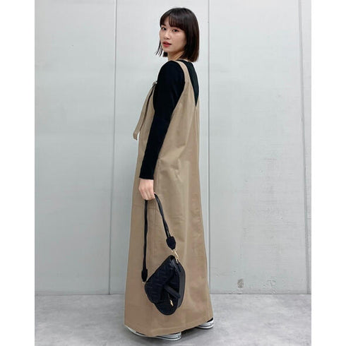 【&soiree】ダブルポケットVネックジャンパースカート