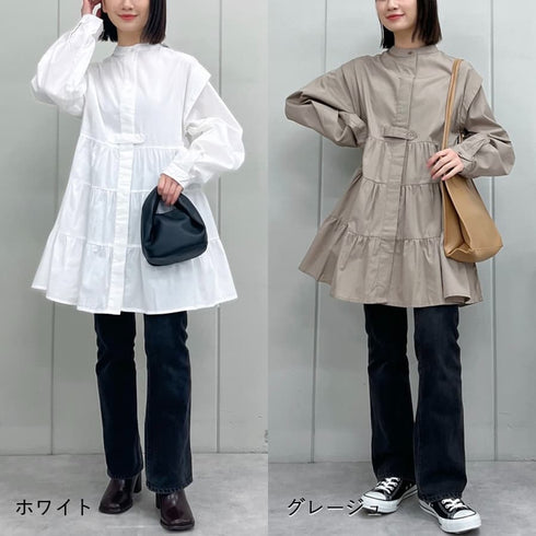 【&soiree】ティアードフレアチュニック チュニックシャツ チュニックブラウス