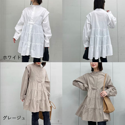 【&soiree】ティアードフレアチュニック チュニックシャツ チュニックブラウス