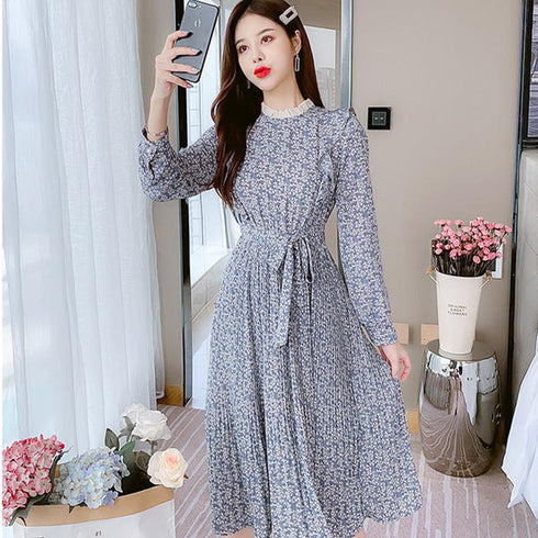 【&soiree】フレンチヴィンテージ花柄ウエスト紐付きワンピース