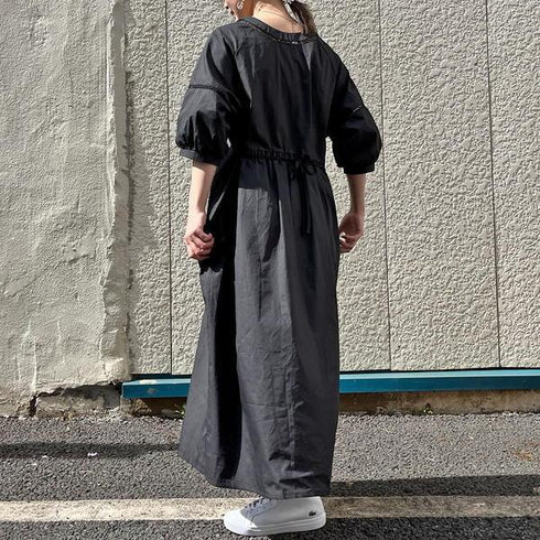 【&soiree】Vネックバックリボン ゆるふわロングワンピース