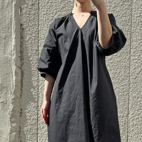 【&soiree】Vネックバックリボン ゆるふわロングワンピース