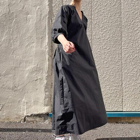 【&soiree】Vネックバックリボン ゆるふわロングワンピース