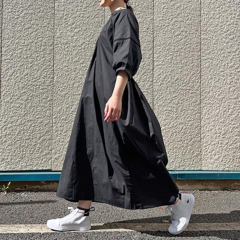 【&soiree】Vネックバックリボン ゆるふわロングワンピース