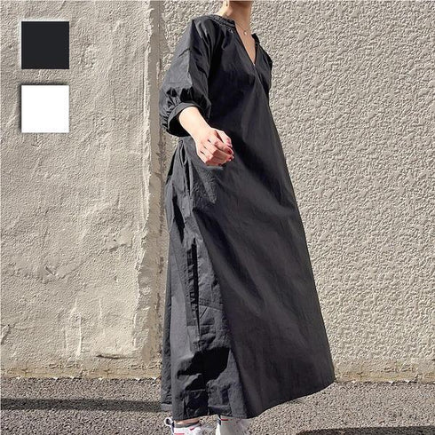 【&soiree】Vネックバックリボン ゆるふわロングワンピース