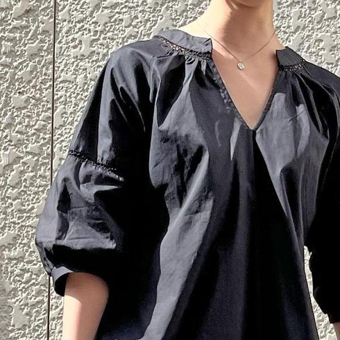 【&soiree】Vネックバックリボン ゆるふわロングワンピース