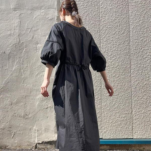 【&soiree】Vネックバックリボン ゆるふわロングワンピース